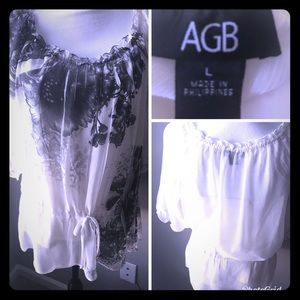 AGB Sheer Boho Top Sz Lg EUC